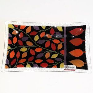 Peggy Karr autumn leaves rectangular glass tray